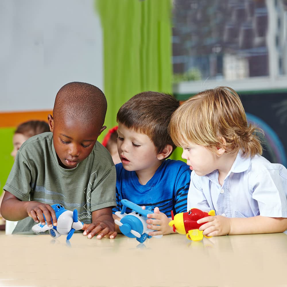 3 Bees & Me Airplane Toys - Set of 4 Toy Airplanes for Boys and Girls - Fun Toys for Toddlers & Kids - Colors May Vary