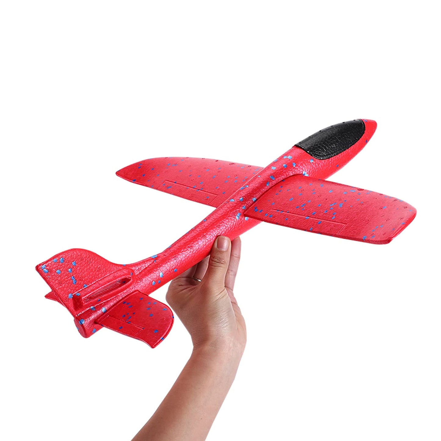 GSM Brands Foam Airplane Toys 2 Pack, 17.71 Inch Throwing Glider with Flight Upgrade 2 Tail Position Option (1 Red, 1 Blue)
