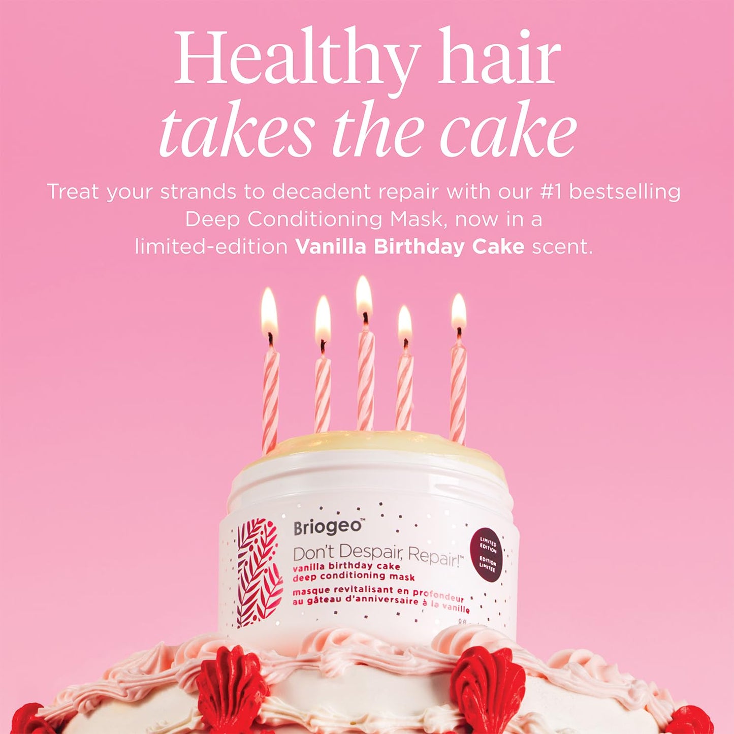 Briogeo Don’t Despair, Repair! Deep Conditioning Mask - Birthday Cake Scent | Strengthens Dry, Damaged & Color-Treated Hair | Vegan, Cruelty-Free