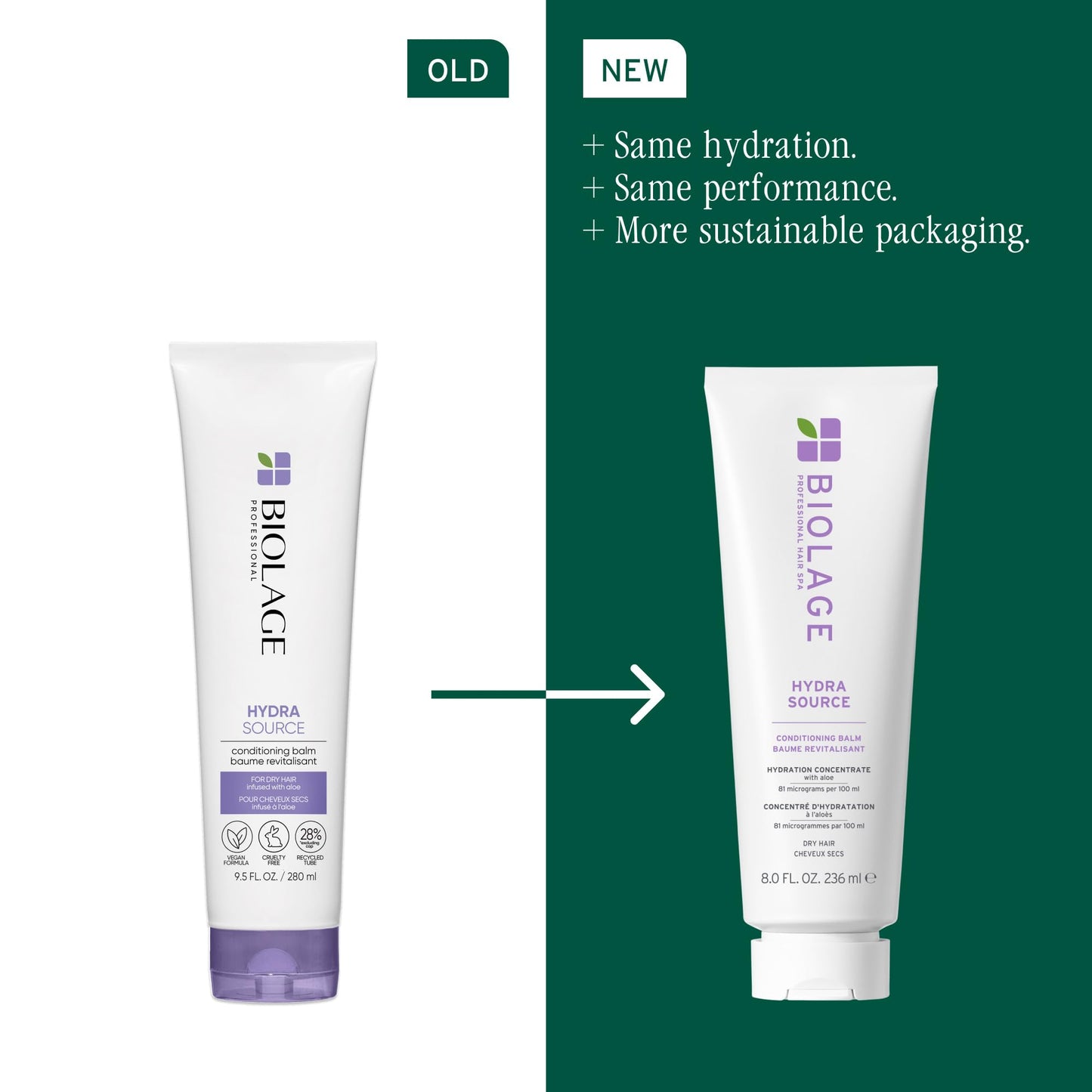 Biolage Hydra Source Conditioning Balm – Deep Moisture & Detangling for Dry Hair, With Fermented Aloe & Hyaluronic Acid, Vegan, 7.9 Fl Oz