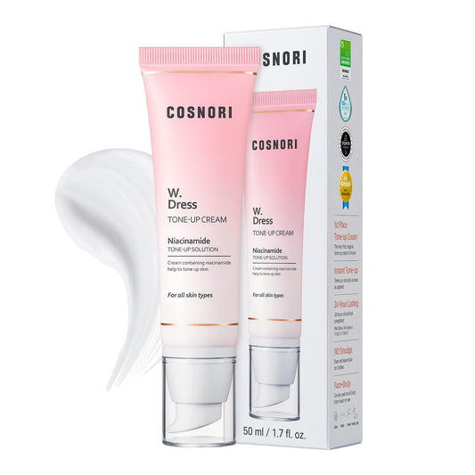 COSNORI W. Dress Tone-Up Cream – Quick Skin Tone Balancer, Evens Complexion, Natural No-Makeup Look, Hydrating & Sebum Control, 1.7 fl. oz