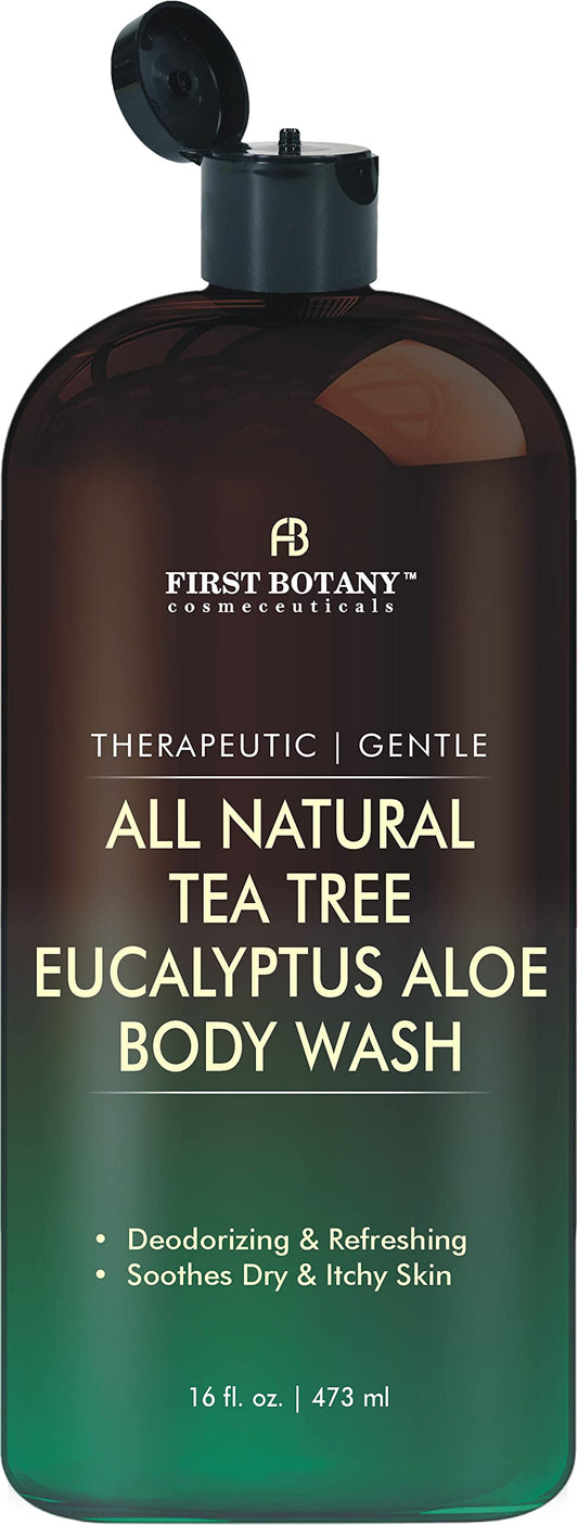 First Botany Natural Body Wash – Tea Tree & Eucalyptus, Fights Odor, Acne, Eczema, Athlete’s Foot, Dandruff, Jock Itch – 16oz