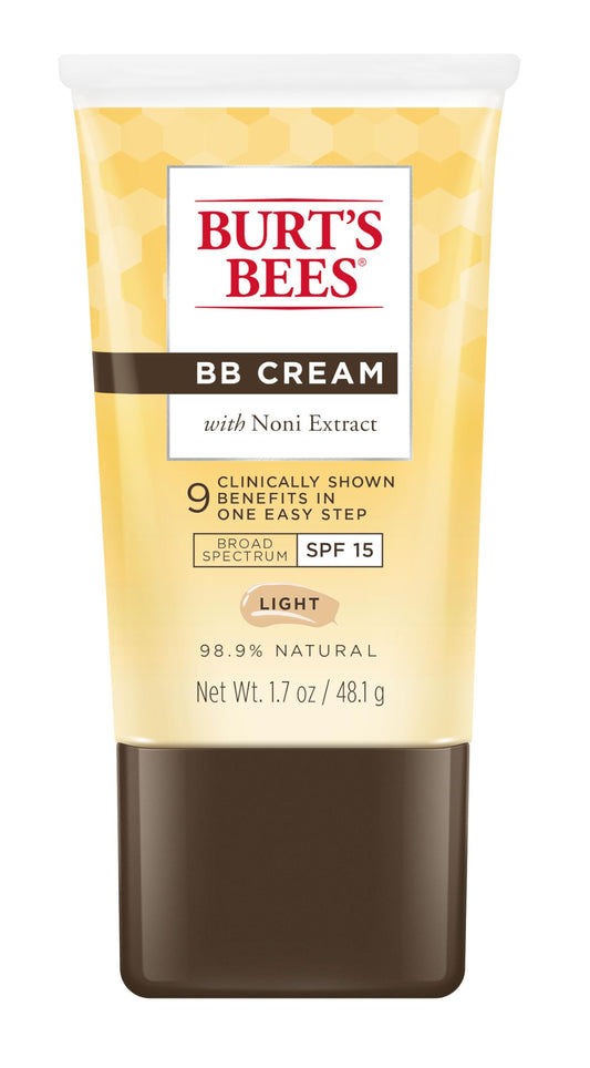 Burt’s Bees BB Cream SPF 15 Tinted Moisturizer – Light Shade, 98.9% Natural Origin, Broad Spectrum Sunscreen, Hydrating Lotion 1.7 oz Tube