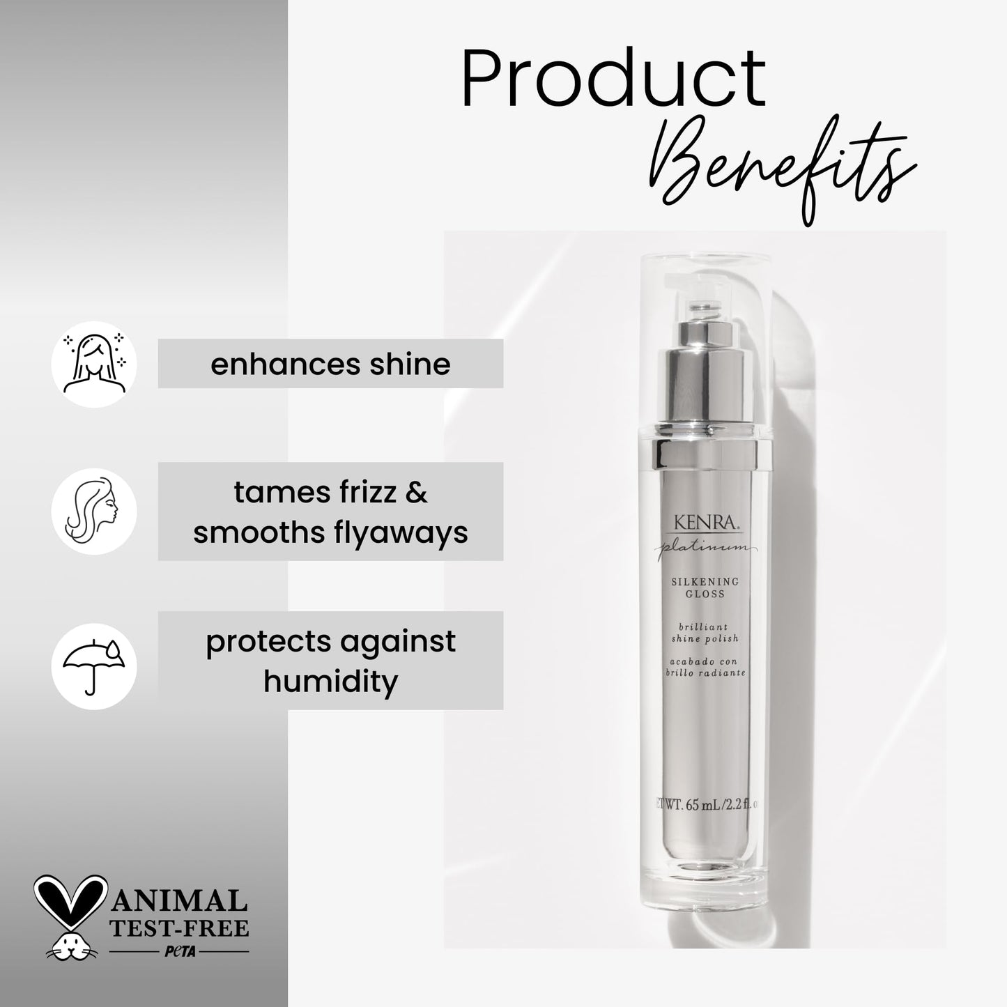 Kenra Professional Platinum Silkening Gloss | Brilliant Shine Polish | Medium To Coarse Hair | 2.26 fl. Oz