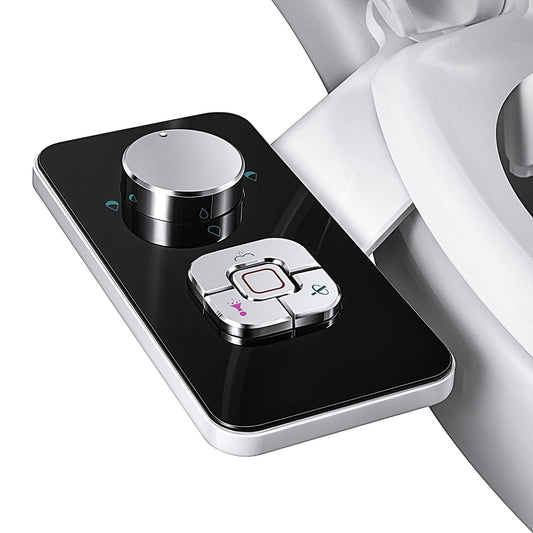 SAMODRA Non-Electric Bidet Attachment – Cold Water Toilet Seat with Pressure Control & Dual Self-Cleaning Nozzles, Black