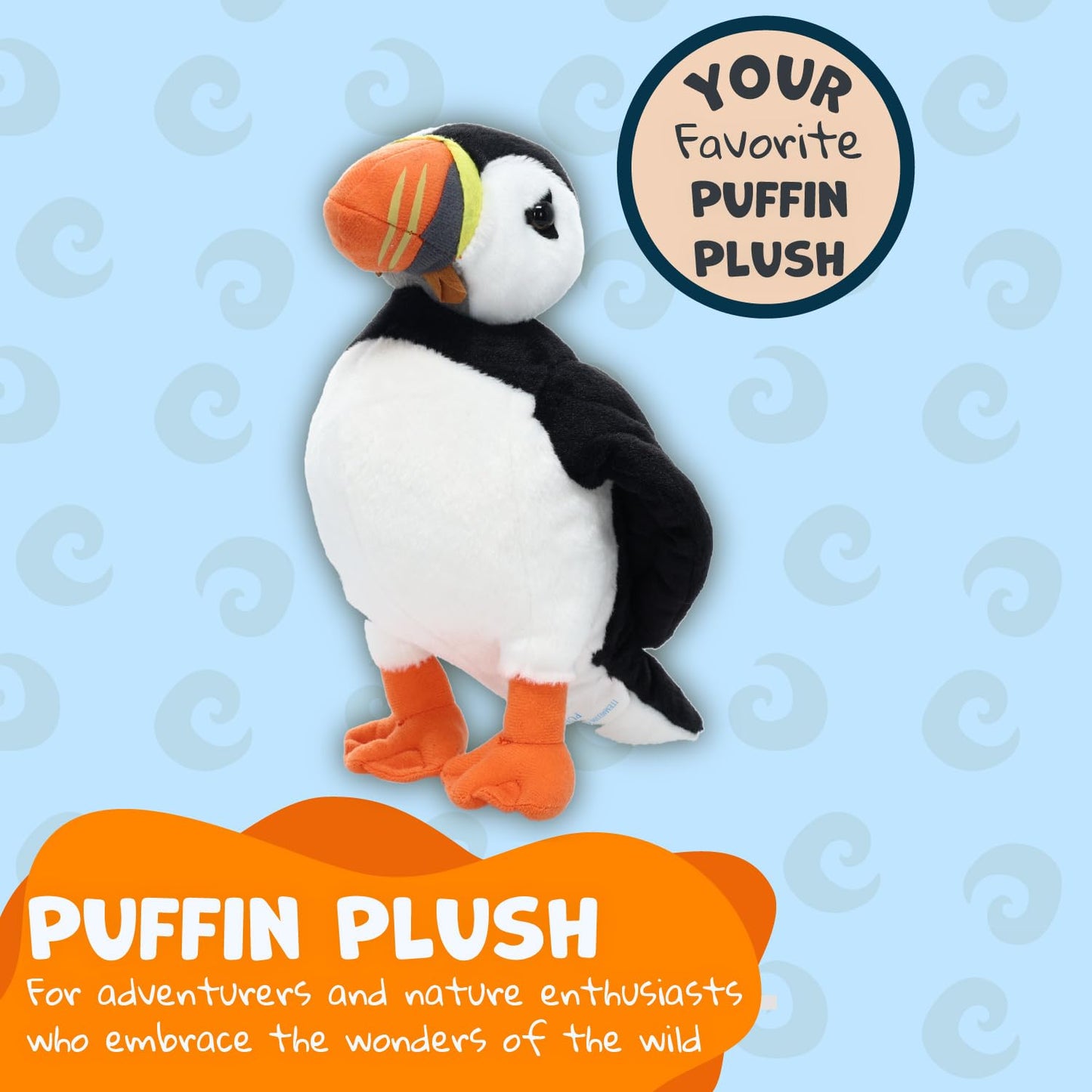 WISHPETS 12" Black and White Puffin Plush Toy