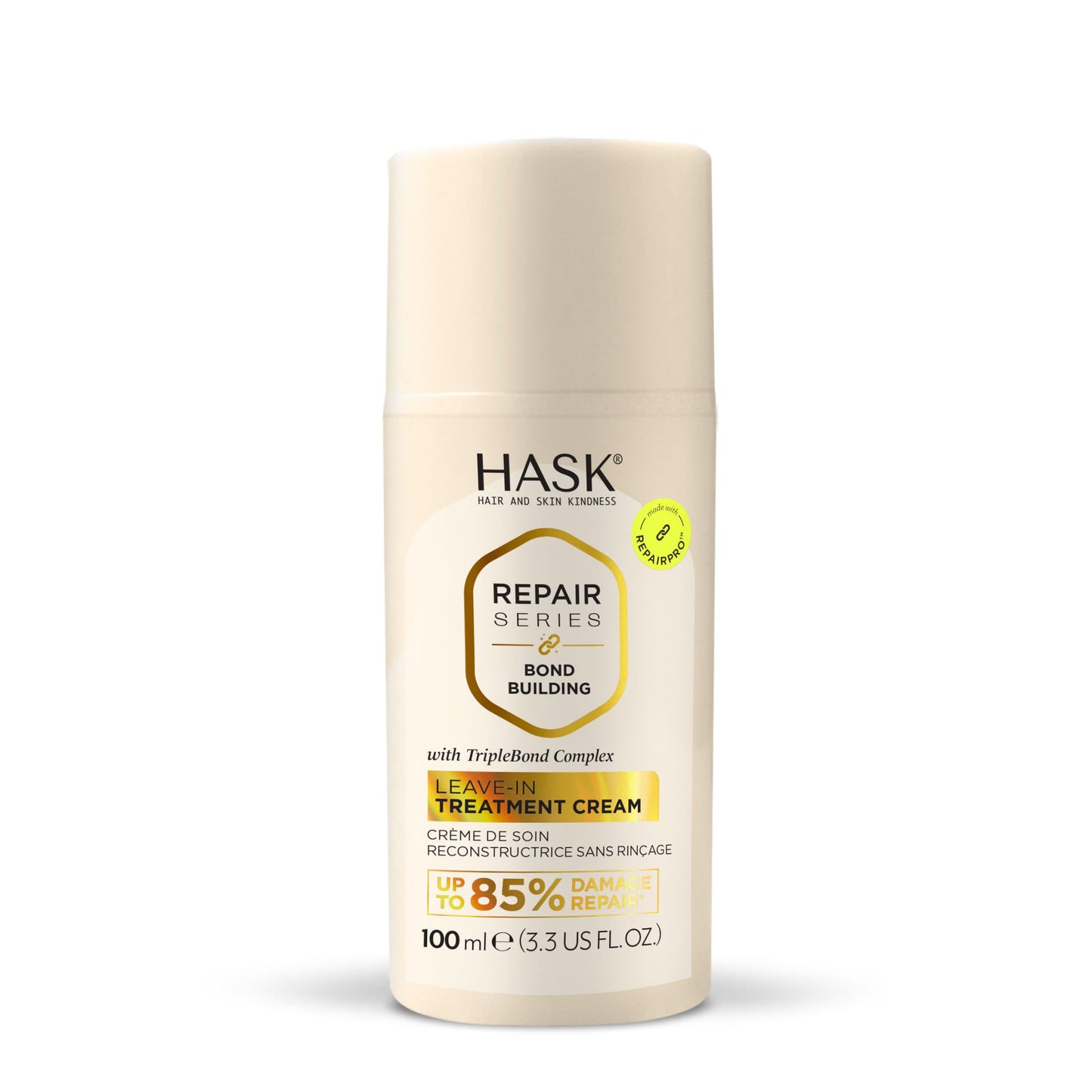 HASK Bond Building Leave-In Treatment Cream with TripleBond Complex & Argan Oil – Repairs, Strengthens & Moisturizes Hair, Sulfate-Free, 3.3 oz