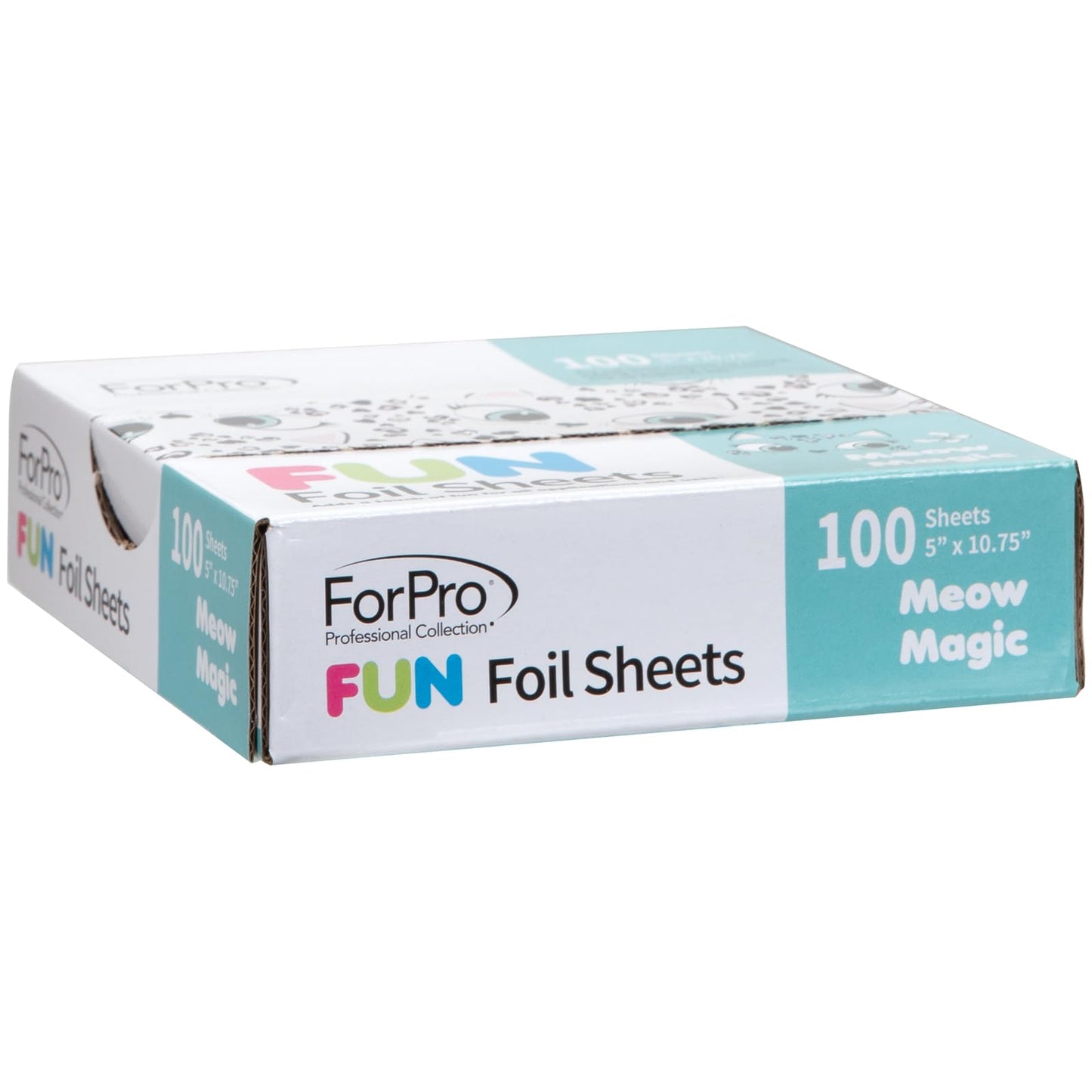 ForPro FUN Meow Magic 5" Pop-Up Foil Sheets, Aluminum Hair Foils for Coloring & Highlights, Food Safe, Easy Dispenser, 5"x10.75", 100 Ct