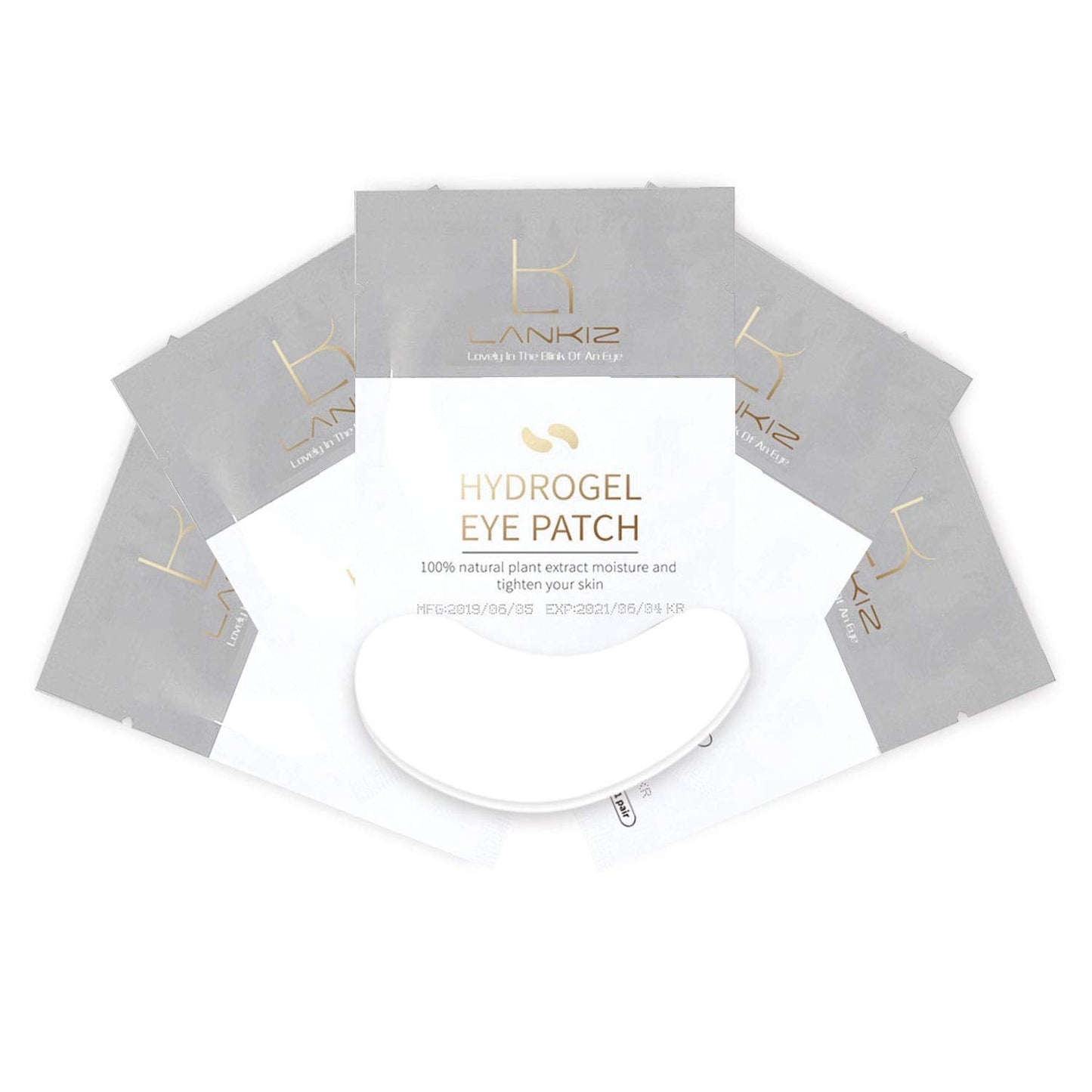 LANKIZ 100 Pairs Under Eye Gel Pads for Lash Extensions – Natural Plant Extract, Collagen Hydrogel, Lint-Free, Moisturizes & Reduces Puffiness