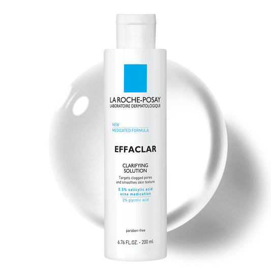 La Roche-Posay Effaclar Acne Toner – Salicylic & Glycolic Acid, Gentle Exfoliant, Pore Refining, Removes Dead Skin Cells, Oily Skin