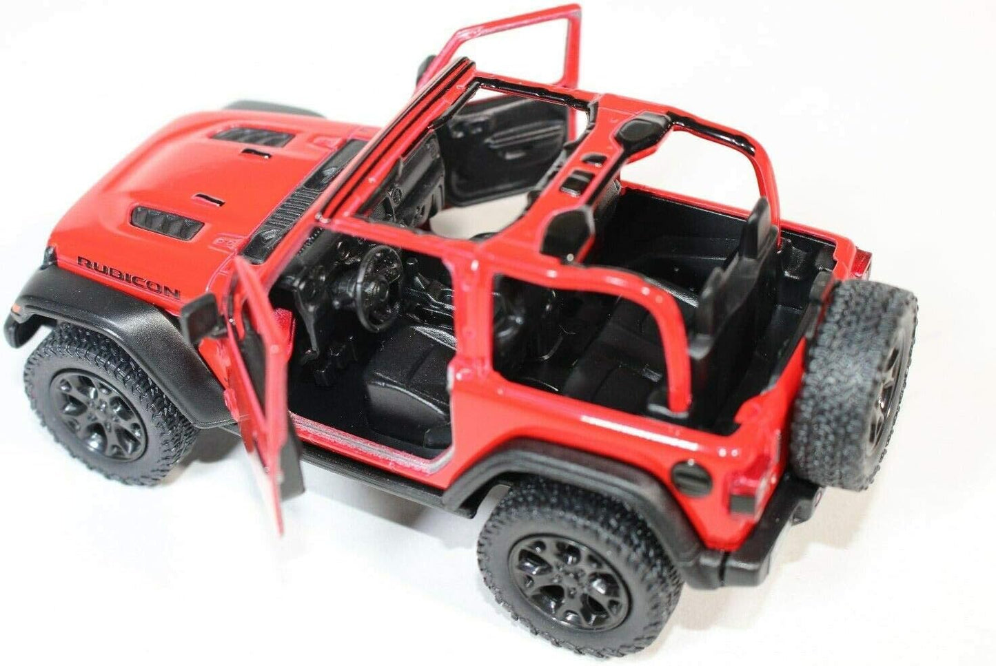KiNSMART - Jeep Wrangler Rubicon Off Road 4x4 5 inch 1:34 Scale Die Cast Model Replica Toy Car (Red Opentop)