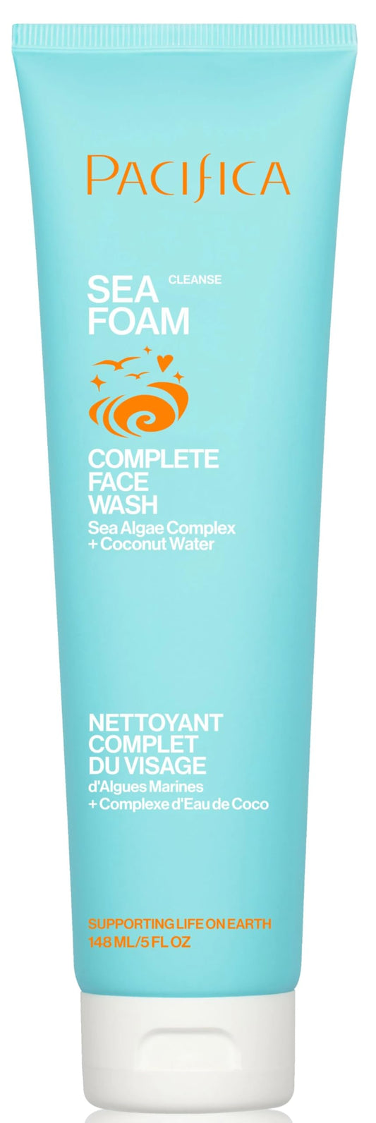 Pacifica Sea Foam Face Cleanser – Gentle Daily Foaming Wash with Coconut Water & Sea Algae, Removes Makeup, Vegan, Oily/Combo Skin