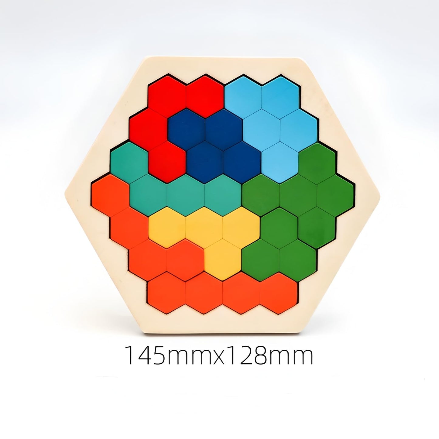 4 Pack Wooden Puzzle Set – Tangram, Hexagon, Russian Blocks & Tic Tac Toe, Brain Teaser Logic Games, Montessori STEM Toys for Kids & Adults