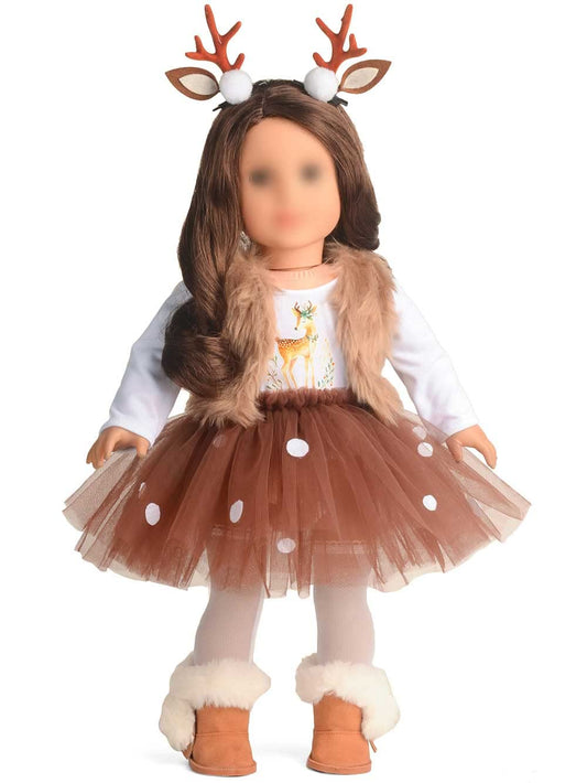 Sweet Dolly 18 Inches Doll Clothes Christmas Deer Costume Tutu Dress fits 18 Inch Doll