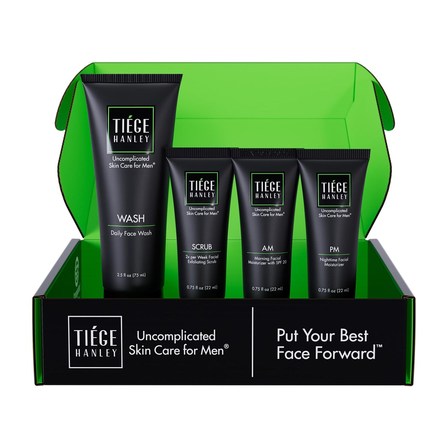 Tiege Hanley Men’s Skin Care Set – System 1 Daily Routine with Face Wash, Scrub & Moisturizer for Hydrated, Healthy Skin