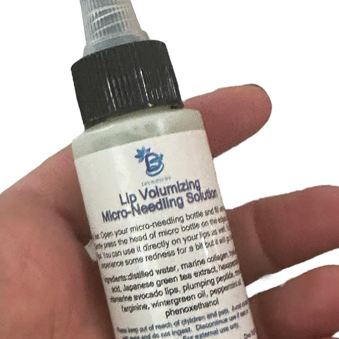 Lip Volumizing Micro-NeedIing Serum Solution and Applicator By Diva Stuff, With Peptides, Hyaluronic Acid, Wintergreen and Marine Collagen