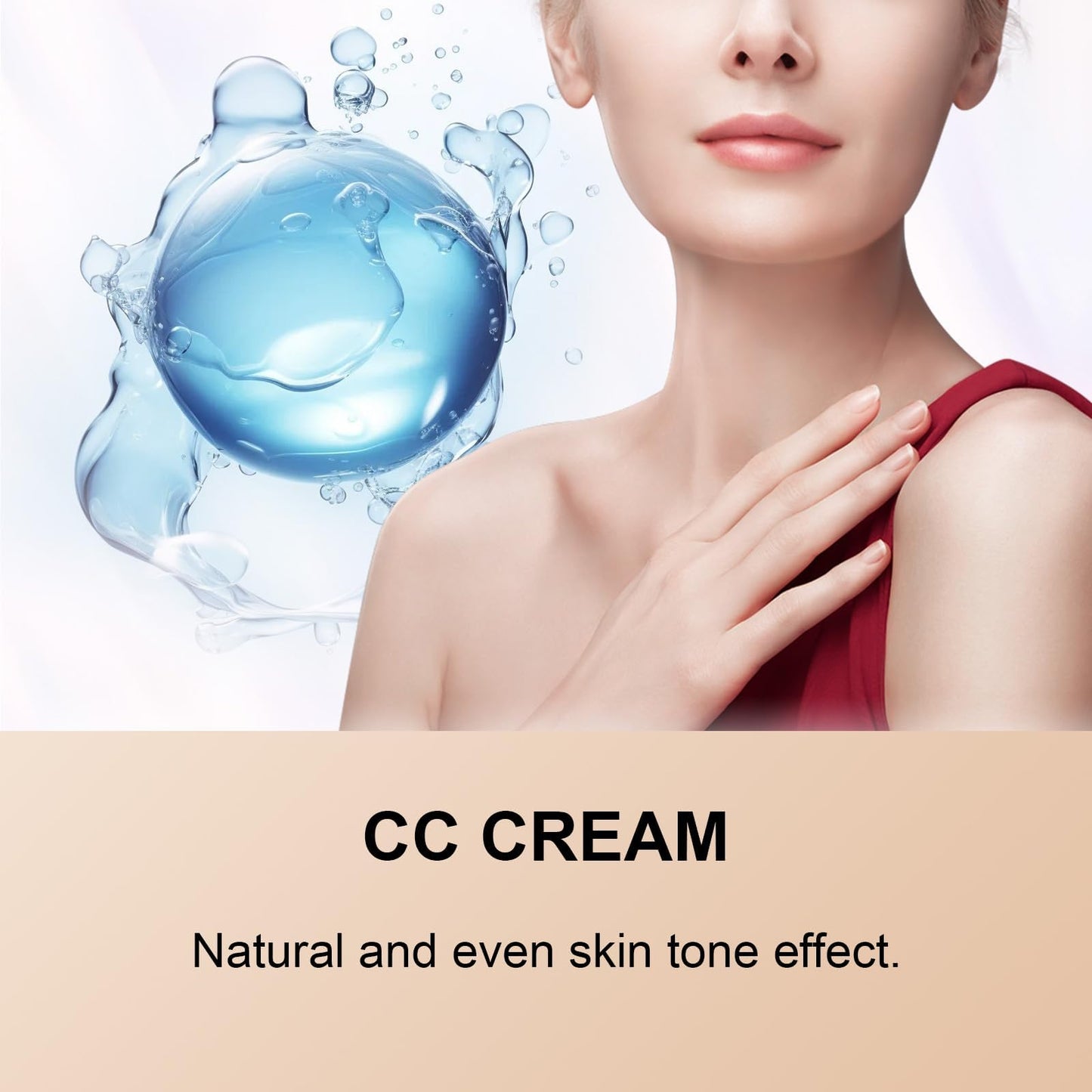 CC Cream for Older Women, CC Cream Skin Tone Adjusting for Mature Skin, Anti-Aging Sunscreen Foundatio with Moisturizer, Full Coverage, Lightweight