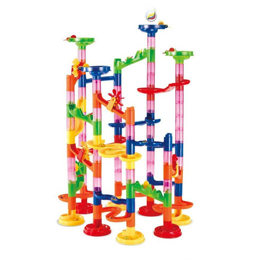 Jollymap Race Coaster Marble Run Set – 105-Piece Construction Building Blocks Maze Toy for Kids, Creative STEM Railway Track Playset