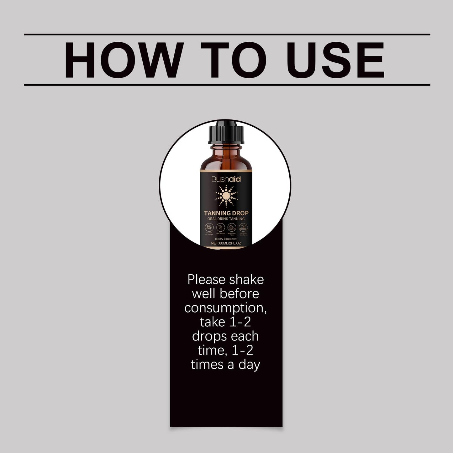 Sunless Tanning Drops 2 Fl Oz – Drinkable Bronzer for Face & Body, Long-Lasting Tan, Enhances Natural Skin Tone, All Skin Types