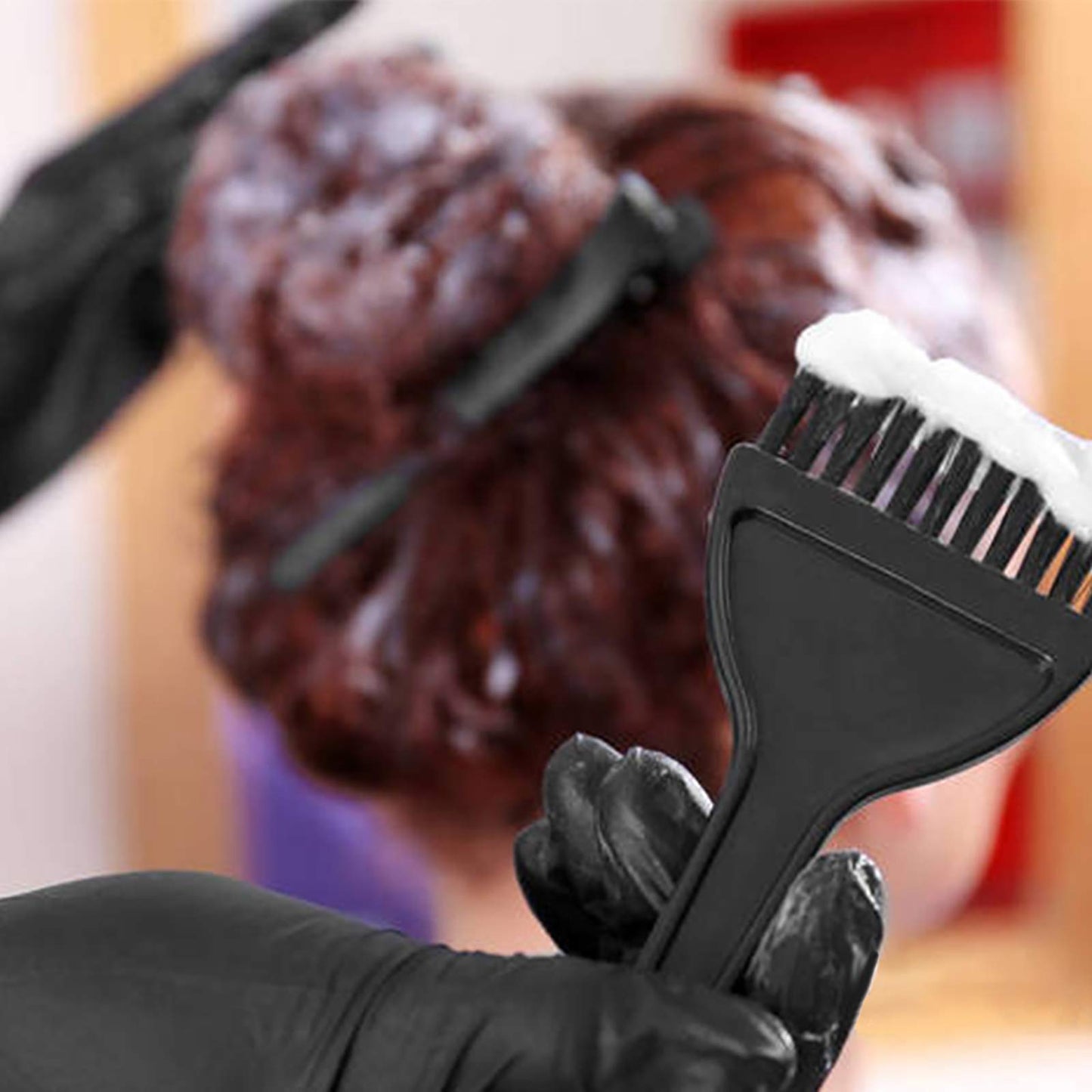 15 Pcs Hair Dye Coloring Kit (Black) – DIY Salon Set with Tint Bowl, Brush, Mixing Spoon, Gloves, Comb, Ear Covers & Bleaching Tools