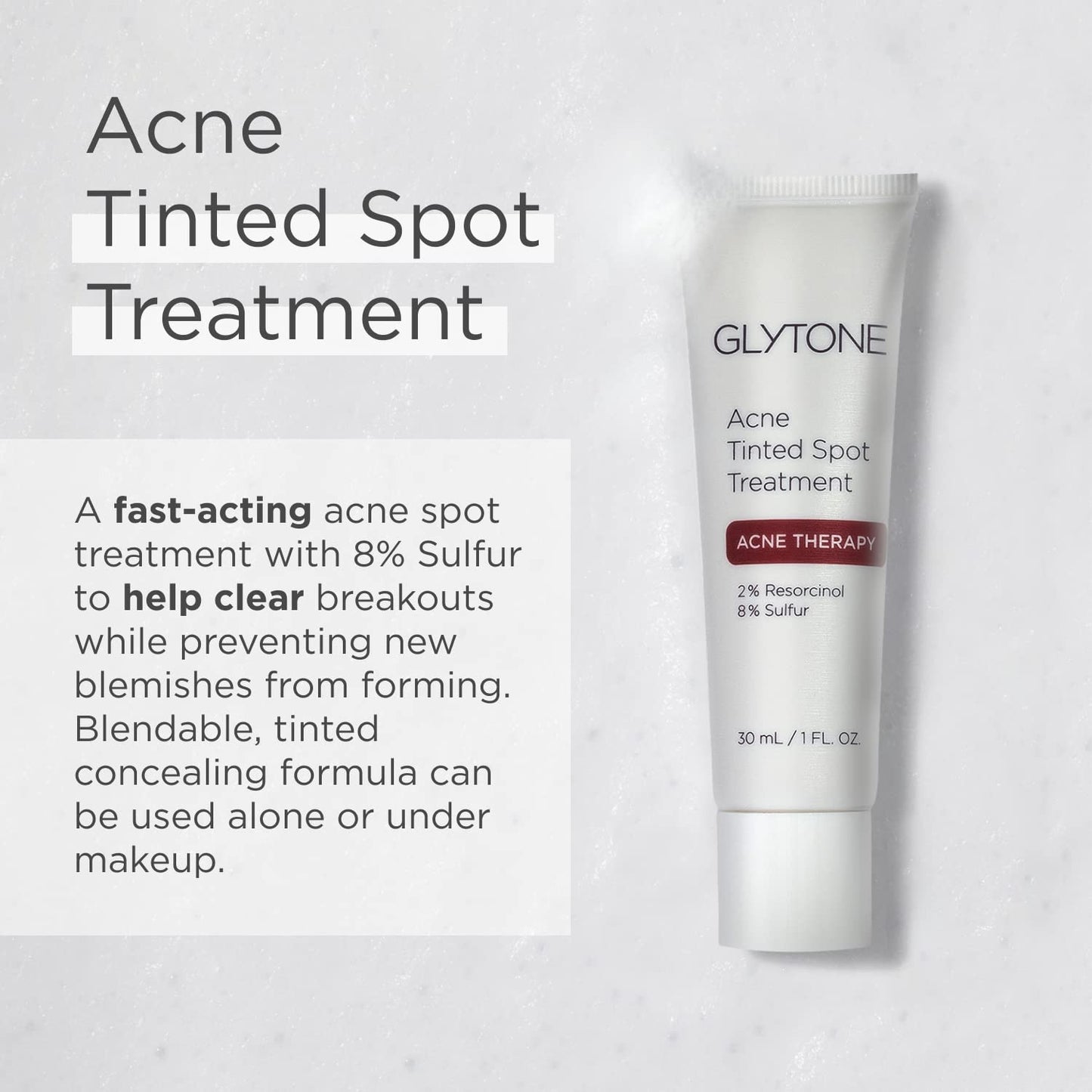 Glytone Acne Tinted Spot Treatment – 8% Sulfur & 2% Resorcinol Acne Cream, Fast-Acting Blemish Treatment & Concealer, 1 fl oz