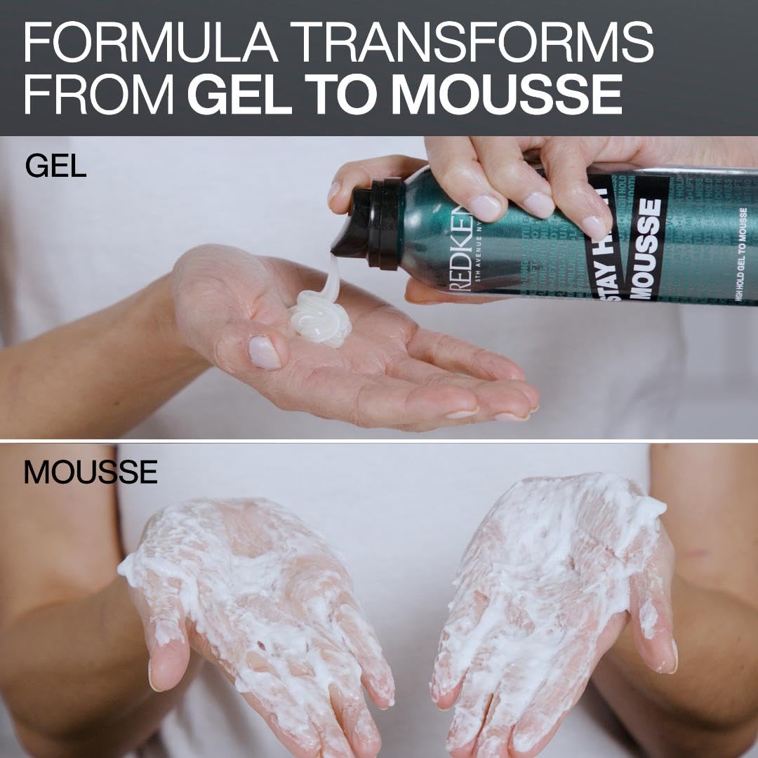 Redken Stay High Volumizing Mousse For Fine Hair - High Hold Gel to Mousse, Strong Hold for 24 Hours