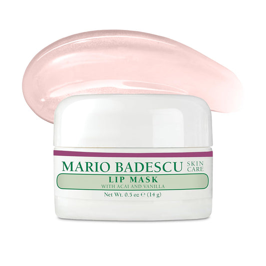 Mario Badescu Lip Mask with Acai & Vanilla – Overnight Treatment with Coconut Oil & Shea Butter for Soft, Hydrated Lips, 0.5 oz