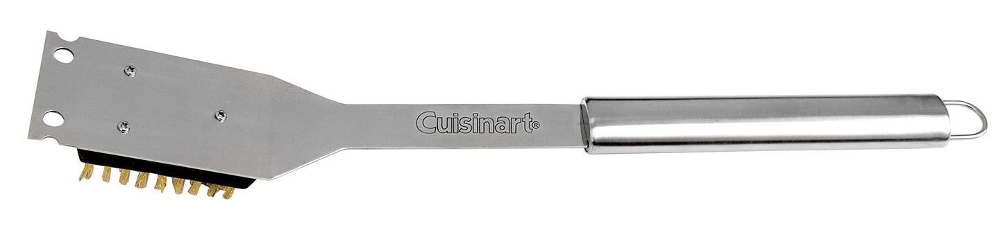 Cuisinart 16.5" Stainless Steel Grill Brush & Scraper – Long Handle BBQ, Griddle & Outdoor Grill Cleaning Tool