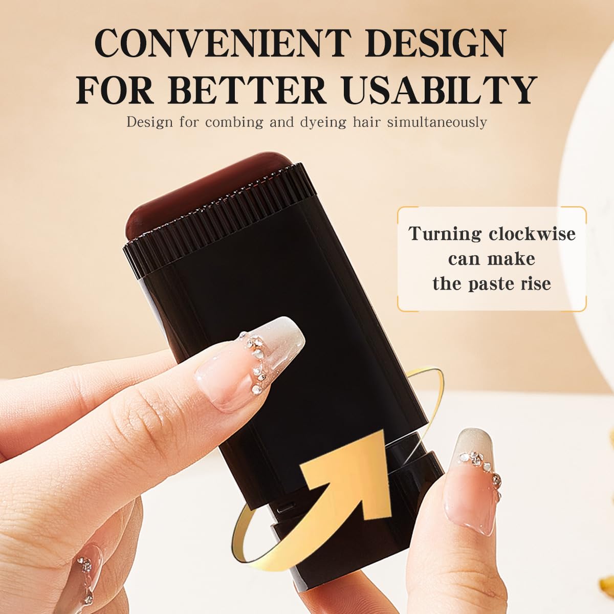 2-in-1 Hair Color Stick & Comb for Quick Root Touch-Up – Long-Lasting, Waterproof & Sweat-Proof Hair Coloring Tool for Women & Men, 2-Pack Brownish Black