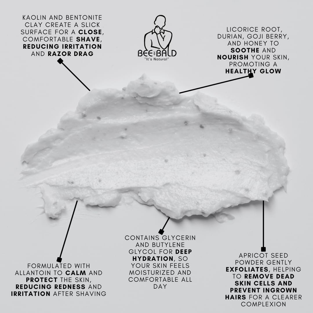 Bee Bald SCRUB Pre-Shave Exfoliator – Deep Clean, Remove Dirt, Oil & Flaky Skin, Prep for Super Close Shave, 3 fl oz