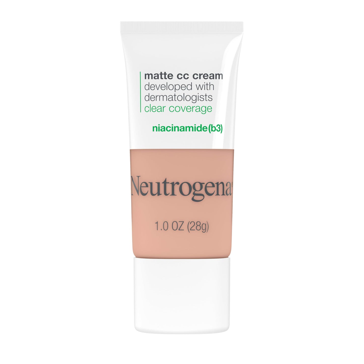 Neutrogena Clear Coverage Flawless Matte CC Cream – Full-Coverage Color Correcting Makeup with Niacinamide, Oil & Fragrance-Free, Cool Beige 1oz