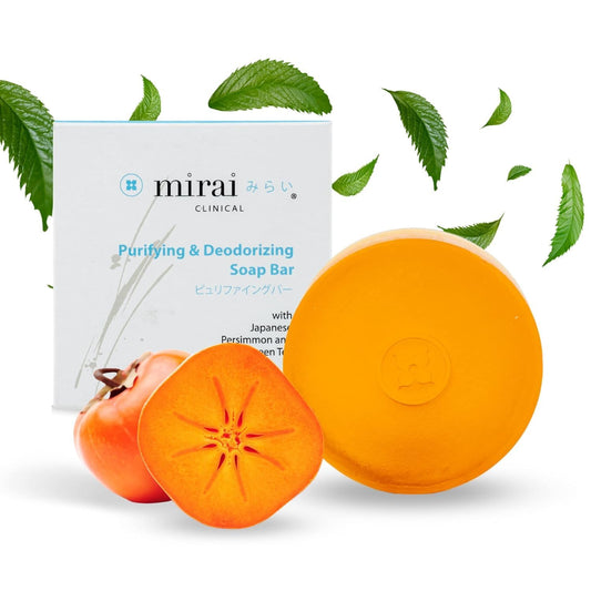 MIRAI Persimmon Soap Bar – Nonenal Solution for Body Odor, Japanese Persimmon & Green Tea Extract, Gentle for All Skin Types