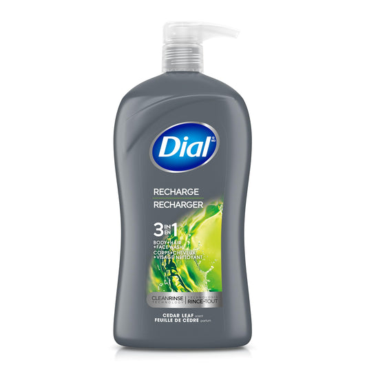 Dial Men 3in1 Body, Hair and Face Wash, Recharge, 32 fl oz