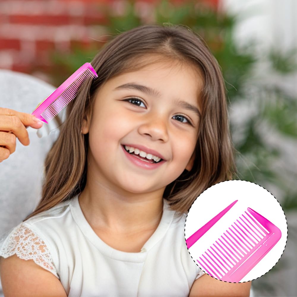 FHALLYNN Pink Hair Comb Set - Wide Tooth, Fine Tooth, Rat Tail, and Dual Comb for Women and Men