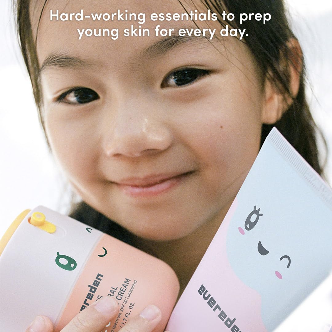 Happy Morning DUO Kids Spa Headband Set for Girls – Clean, Vegan Skincare Bundle with Cloud Face Wash & SPF 20 Mineral Face Cream, Non-Toxic & Easy-to-Use