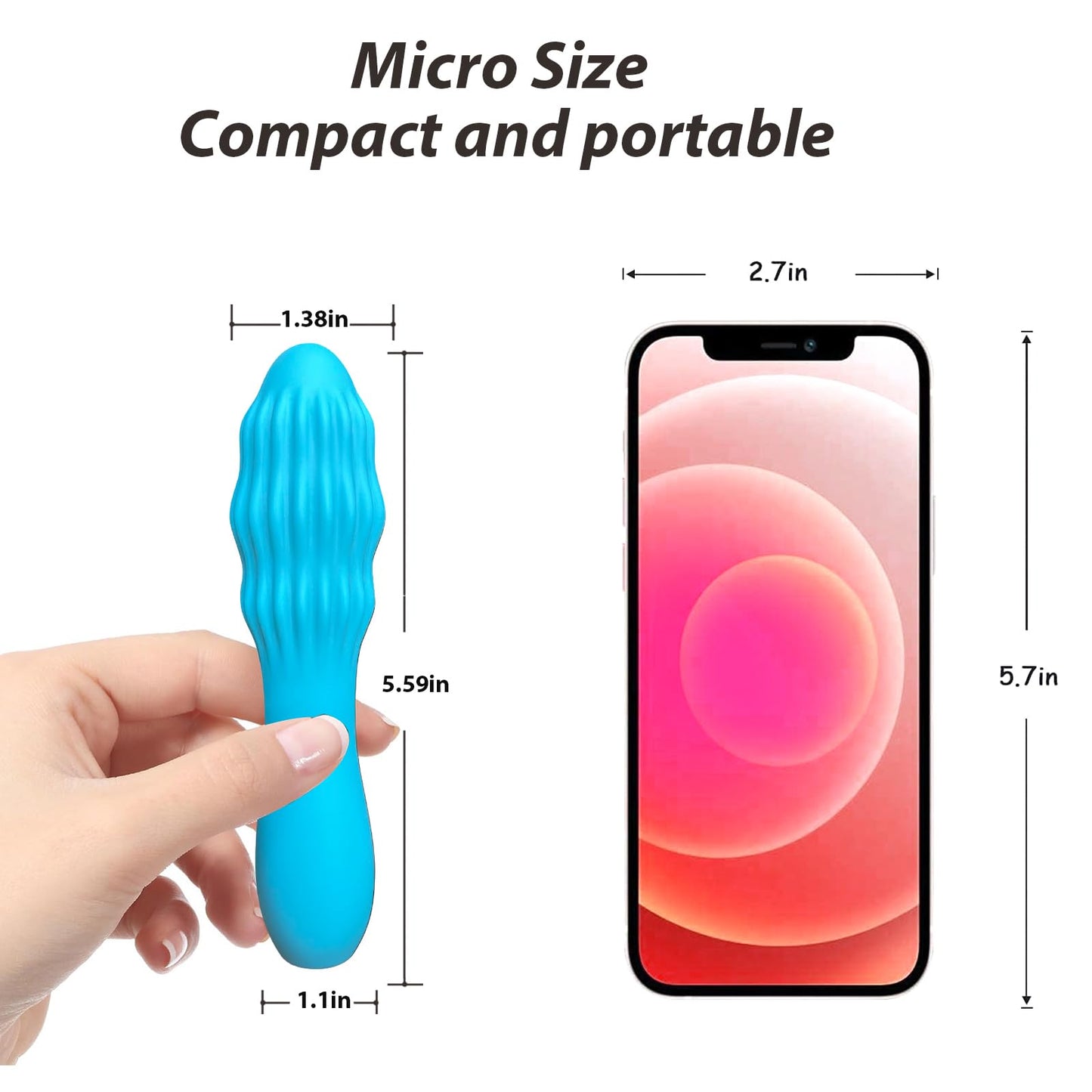 Micro Handheld Massage Device – Compact & Powerful Rechargeable Massager for Back, Leg, Hand Pain Relief – Portable for Travel & Sports Recovery (Blue)