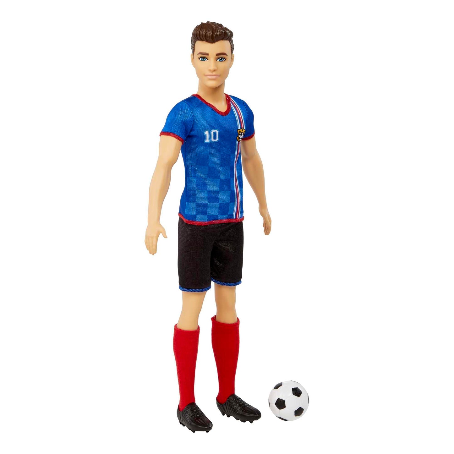 Barbie Careers Ken Fashion Doll & Accessory, Soccer Player with Cropped Hair, #10 Uniform, Tall Socks, Cleats & Ball