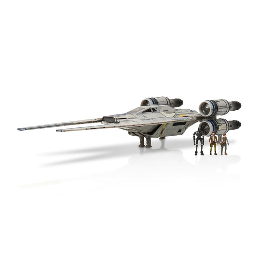 Jazwares Star Wars Micro Galaxy Squadron U-Wing Starfighter, 12" Vehicle with Foldout Wings, Troop Bay, Sniper Gun & 3 Micro Figures