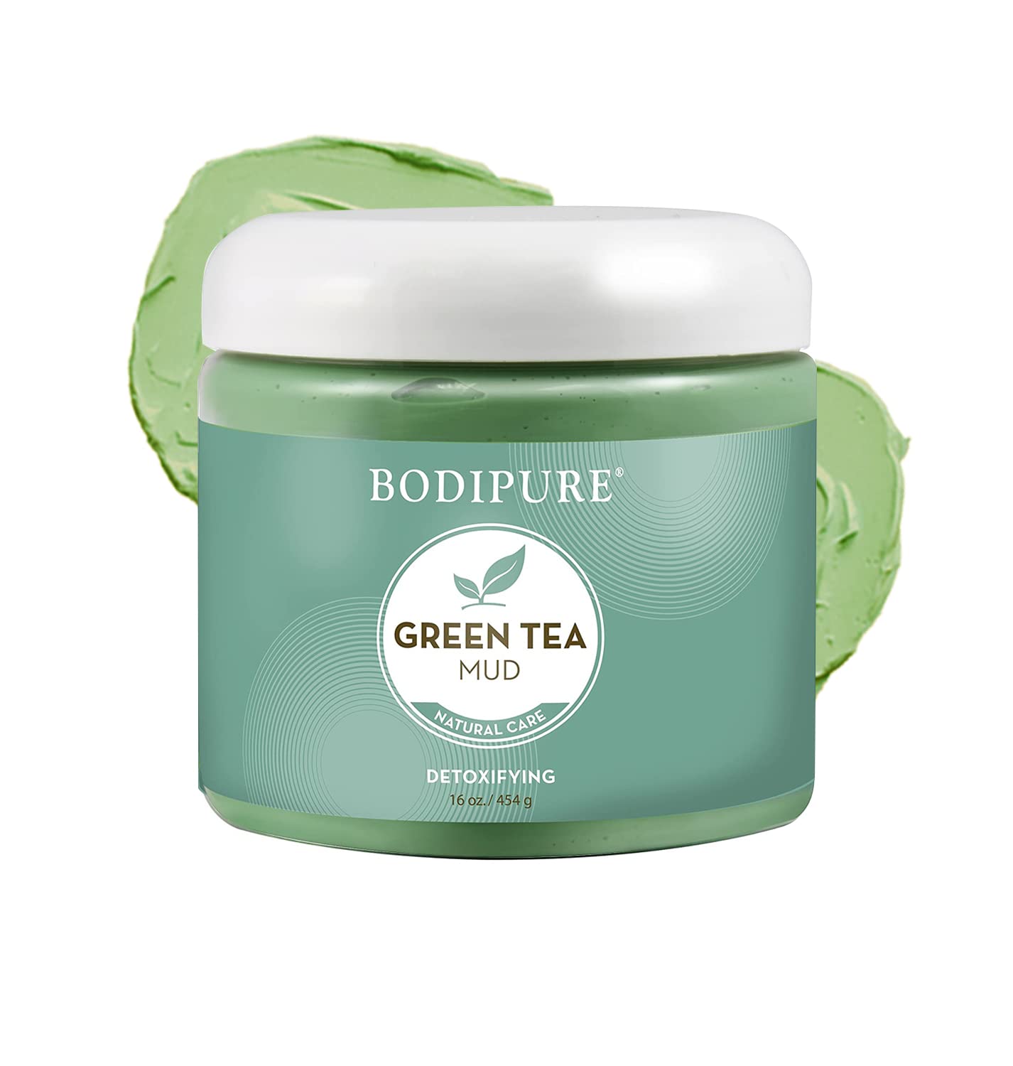 Bodipure Green Tea Body Mud Mask for Body - Rich in Powerful Antioxidants to Fight Free Radicals - Spa Quality Skin Rehydrating Treatment, 16 Ounce