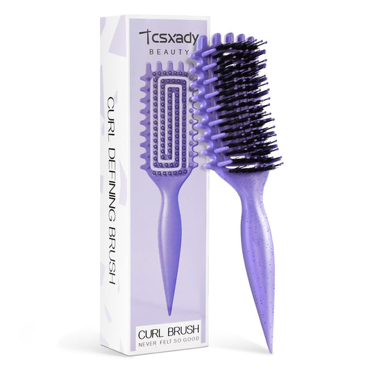 Curly Hair Brush,Curl Defining Brush for Effortlessly Defined Curls & Waves,Vented Hair Brush for Wet & Dry Hair,Women and Men,Reduces Frizz (Purple)