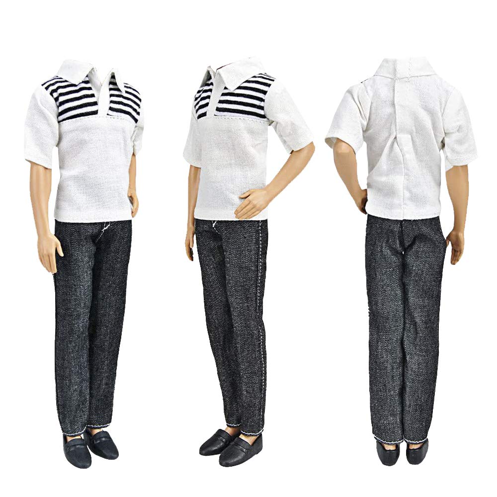 E-TING 3 Sets Fashion Casual Wear Plaid Doll Clothes Jacket Pants Outfits with 3 Pairs Shoes for 12 Inches Dolls