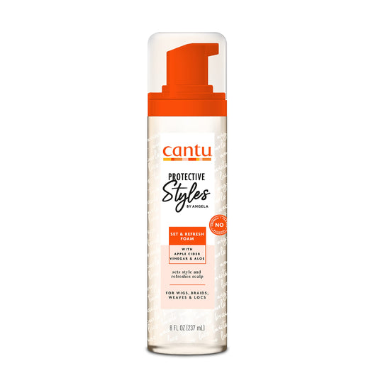 Cantu Protective Styles by Angela Set & Refresh Foam with Apple Cider Vinegar & Aloe, 8 Ounce