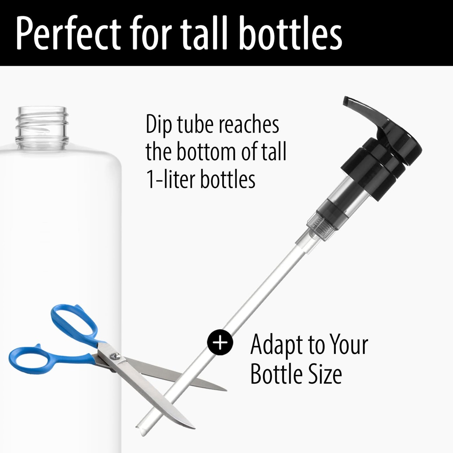 Bar5F Pump for 33.8-Oz Shampoo and Conditioner Liter Bottles (Fits 1" inch Bottle Neck 28/410) 2-Pack