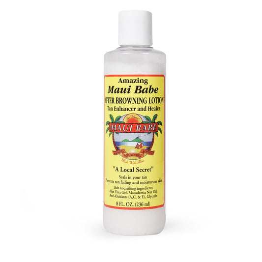 Maui Babe After Browning Lotion, 8oz – Natural Tan Enhancer & Healer, Moisturizing After Sun Body Cream to Extend Tan, Made in USA