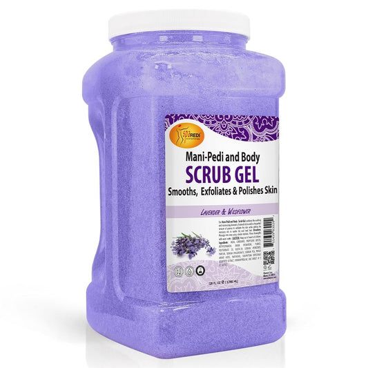 SPA REDI Exfoliating Pumice Gel Scrub, Lavender & Wildflower, 128 Oz – Manicure, Pedicure & Body Scrub with Hyaluronic Acid & Panthenol