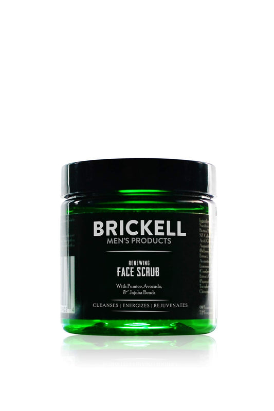 Brickell Men’s Renewing Face Scrub – Natural Exfoliating Facial Scrub with Jojoba, Coffee & Pumice, 4 oz, Scented