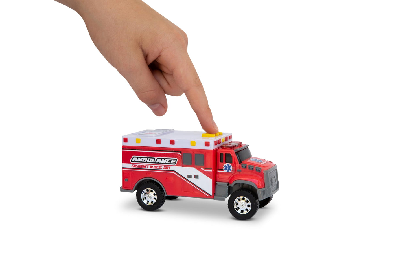 Mighty Fleet Toughest Minis 5" Tough Cab Ambulance Toy w/Lights & Sounds, Realistic Design & Batteries Included - Age 3+
