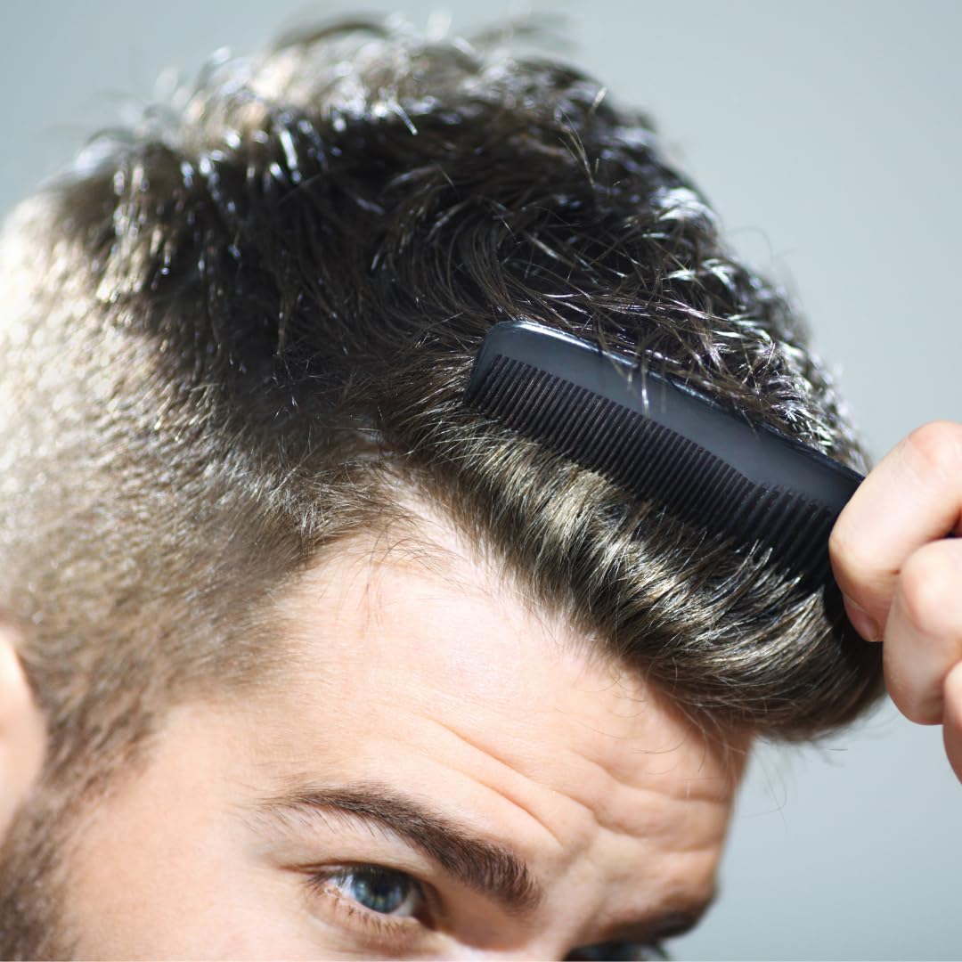 GENTS 5-Pack Pocket Combs for Men – Black Unbreakable Round Teeth Beard, Mustache & Hair Combs | Fine & Coarse Teeth, Travel-Friendly Grooming Set