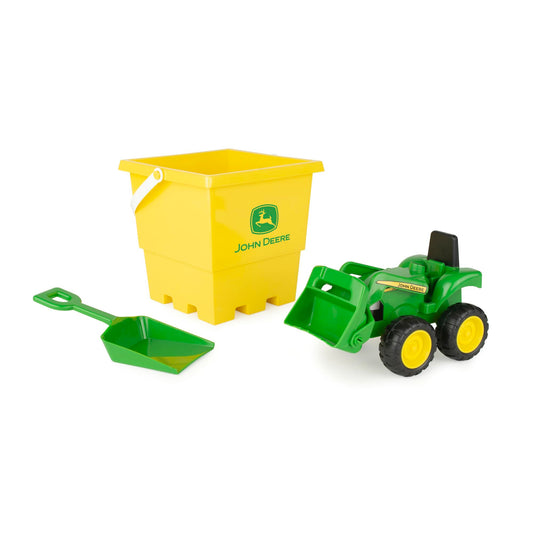 TOMY John Deere Sandbox Toy Set – 3-Piece Dump Truck, Bucket & Shovel for Toddlers, Outdoor Farm & Sand Play, Summer Fun Toys, Green