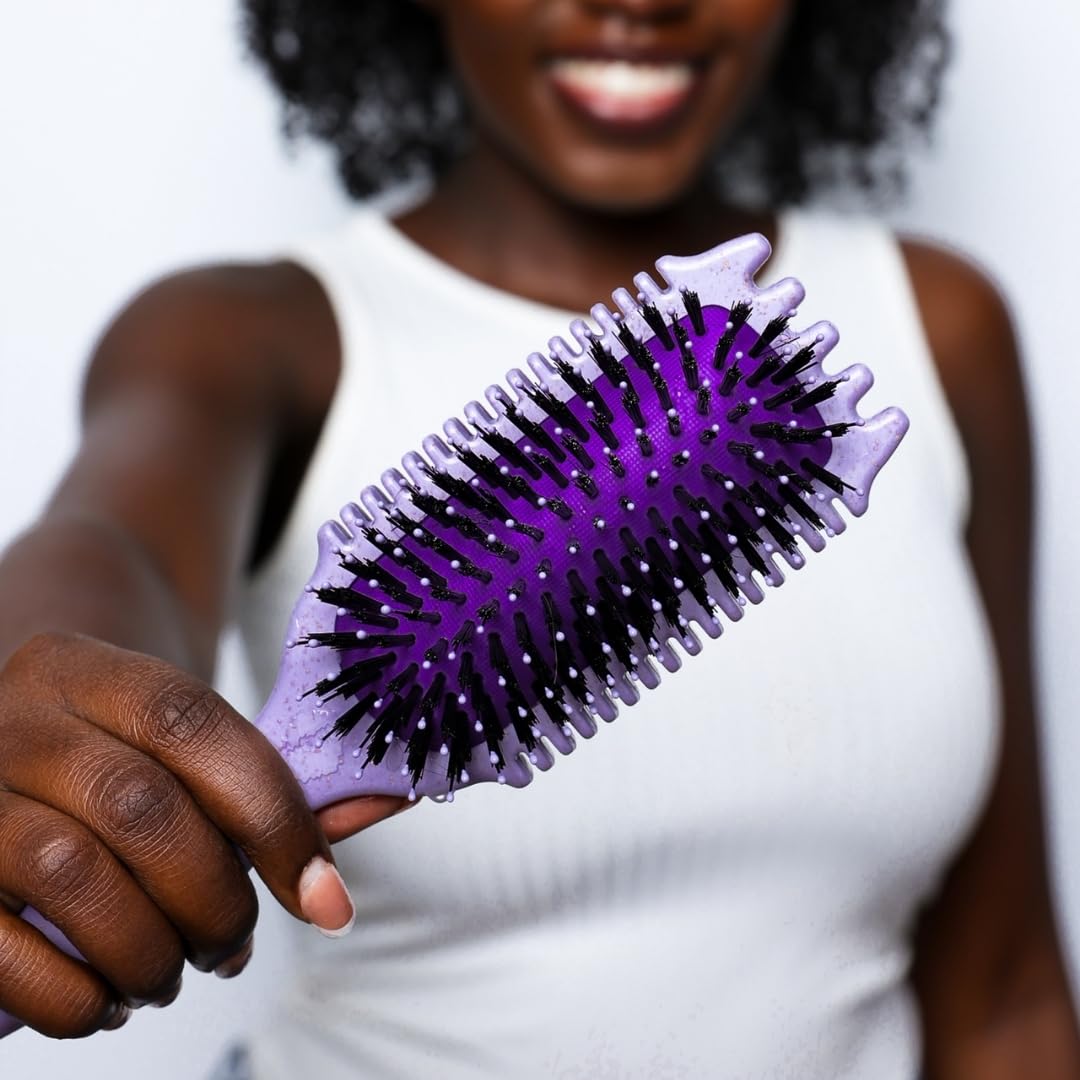 Bounce Curl Volume EdgeLift Brush, 5-in-1 Tool for Volumized Waves, Curls & Coils - Purple